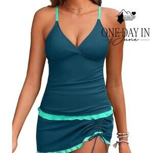 Daci Skirted Tankini Swimsuit Size M